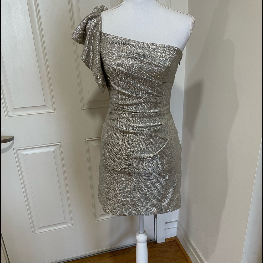 Hailey Logan by Adrianna Papell Gold Lame Dress
